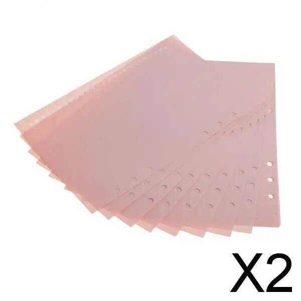 2X 40 lembar A5 ukuran 6 lubang longgar pengisi daun dalam isi ulang kertas garis merah muda