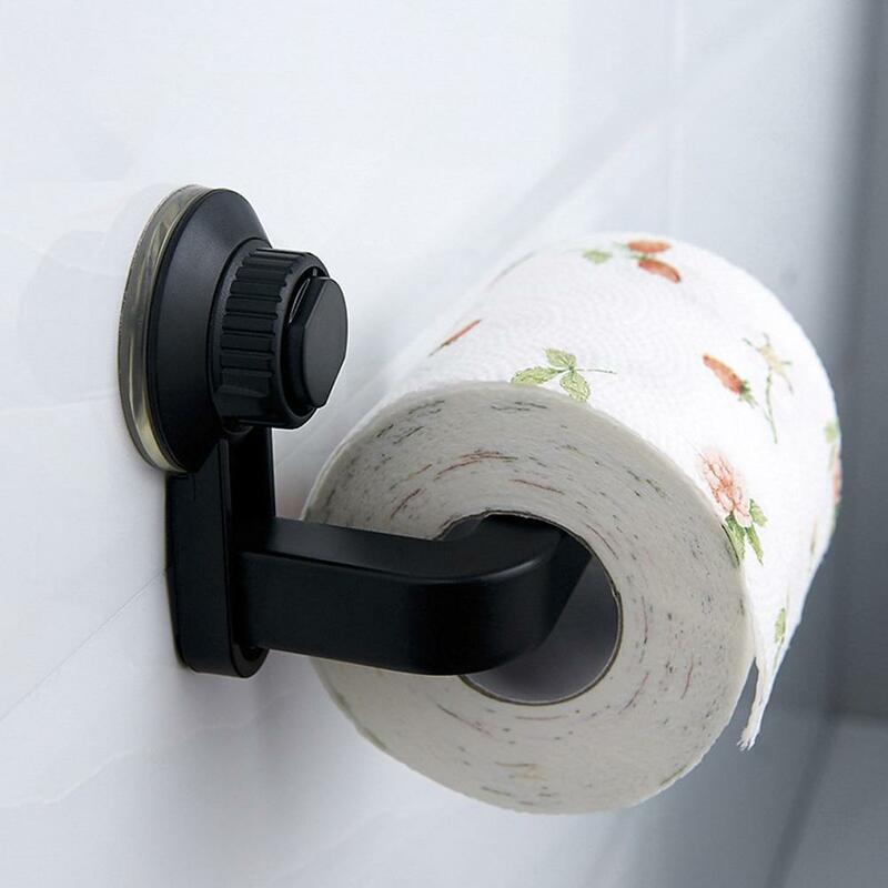 Soporte de rollo de papel montado en la pared, soporte de toalla de papel para baño, cocina con ventosa, sin agujero, dispensador de rollo de toalla de tejido