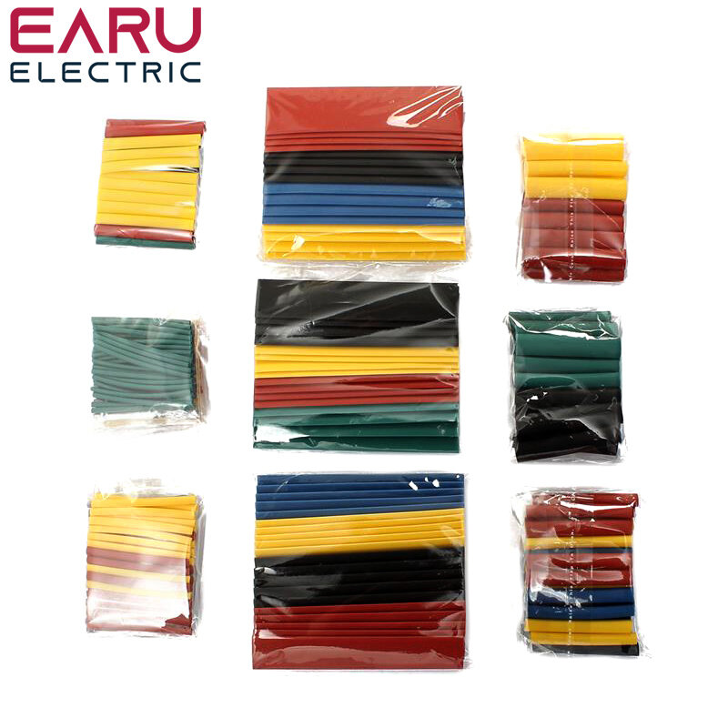 328 Stks/set Hoezen Wrap Wire Auto Elektrische Kabel Buis Kits Krimpkous Tubing Polyolefine 8 Maten Gemengde Kleur