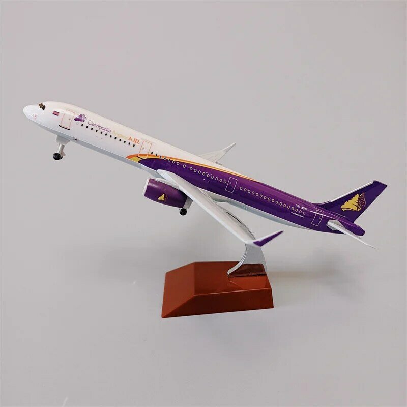 20cm Cambodia Air Airbus 321 A321 Airlines Alloy Metal Diecast Airplane Model Plane Model Aircraft w Wheels Landing Gears