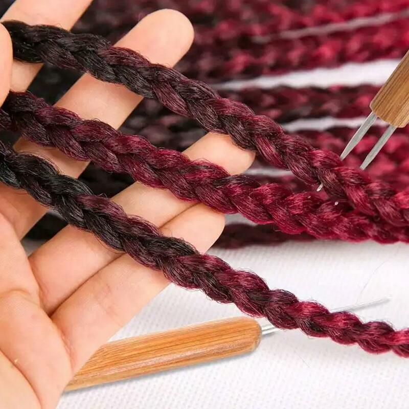 De madeira Crochet Dreadlocks Hair Extension Needle, Feather Wig Needle, Agulhas De Tricô De Gancho, Ferramentas Threader, O3K4