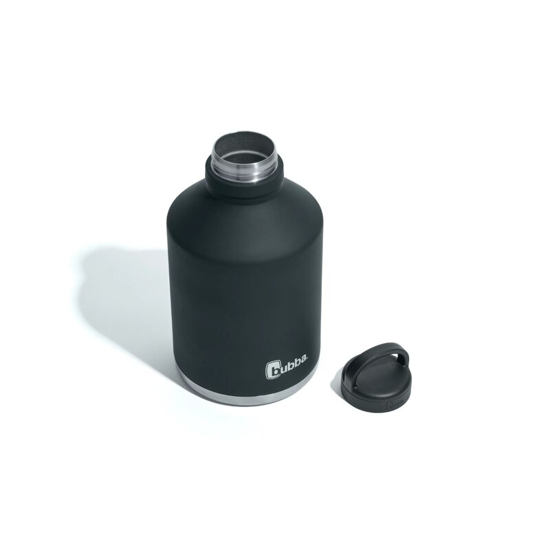 هدير-زجاجة مياه من الفولاذ المقاوم للصدأ ، مطاط بفم واسع باللون الأسود ، 84 flOz.