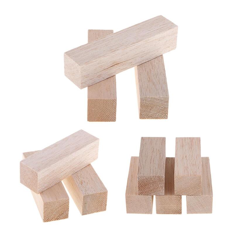 3/5 buah tongkat kayu persegi panjang alami blok bentuk kayu untuk pembuatan model hobi kerajinan