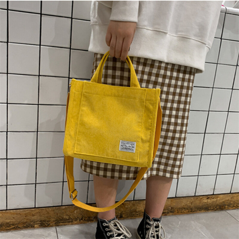 2022 koreanische Cord Cube Schulter Taschen Fashion Square Dame Weiche Handtasche für Frau Einstellbare Schulter Gurt Große Kapazität