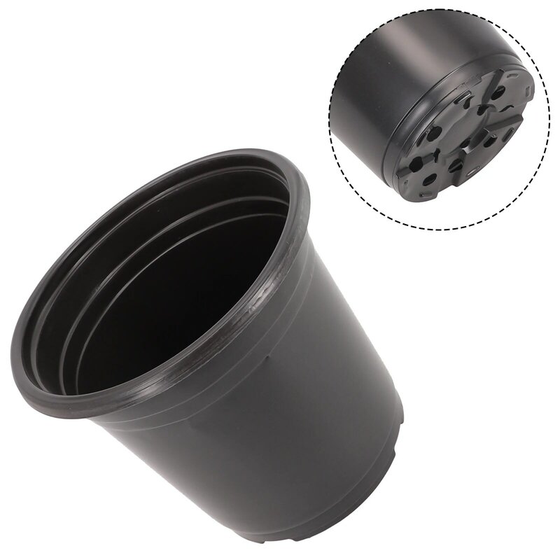 1pc Plastic Black Flower Pot For Lightweight Succulent Tray Flower Vegetable High Quality Round Garden Plant Container Box