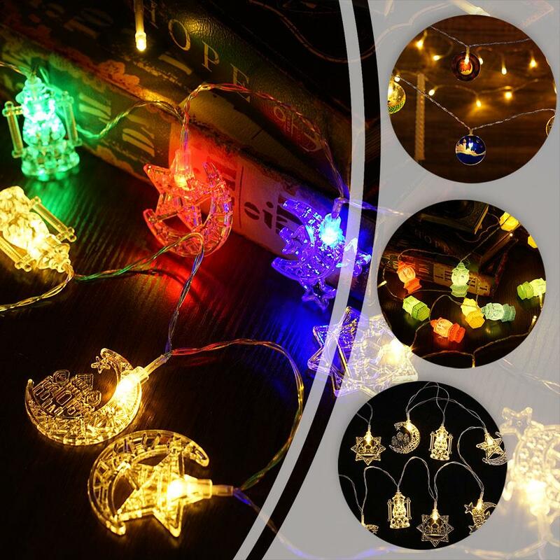 Guirnalda de luces LED EID Mubarak para decoración de Ramadán, linterna de castillo musulmán islámico, decoración de Festival Eid, 2024