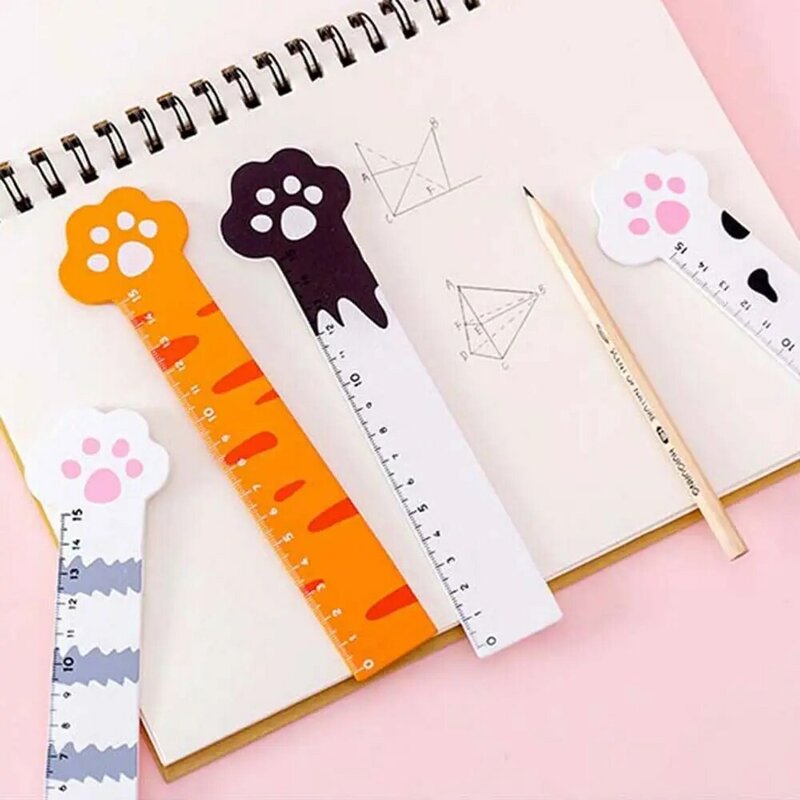 Kawaii Simple School Supplies Student Gift Office Drawing Tool Measuring Tool Straight Ruler Cartoon Cat Claw Ruler
