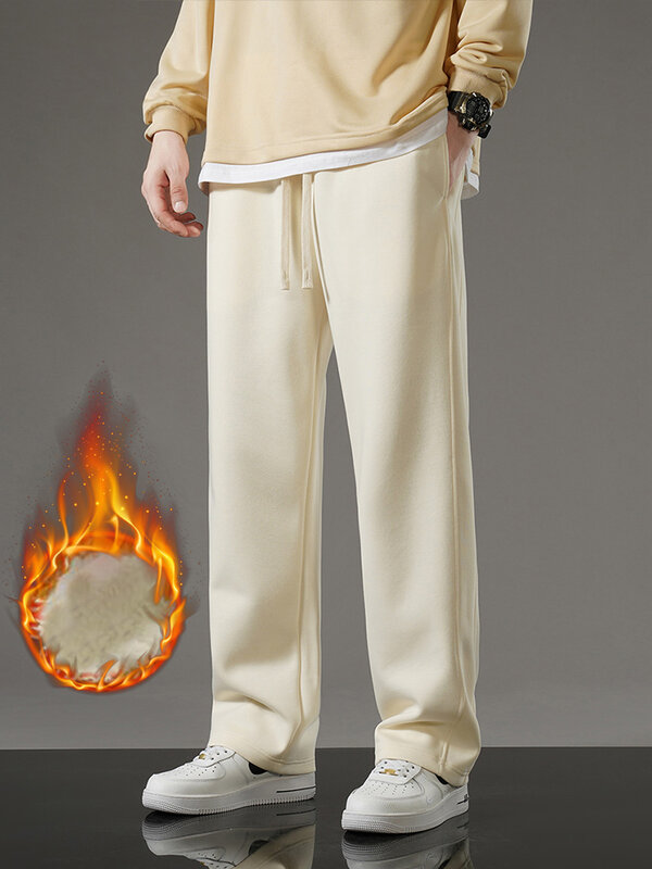 2023 nowe zimowe męskie spodnie dresowe polarowa podszewka odzież sportowa grube ciepłe proste casualowe spodnie dresowe męskie aksamitne spodnie termiczne