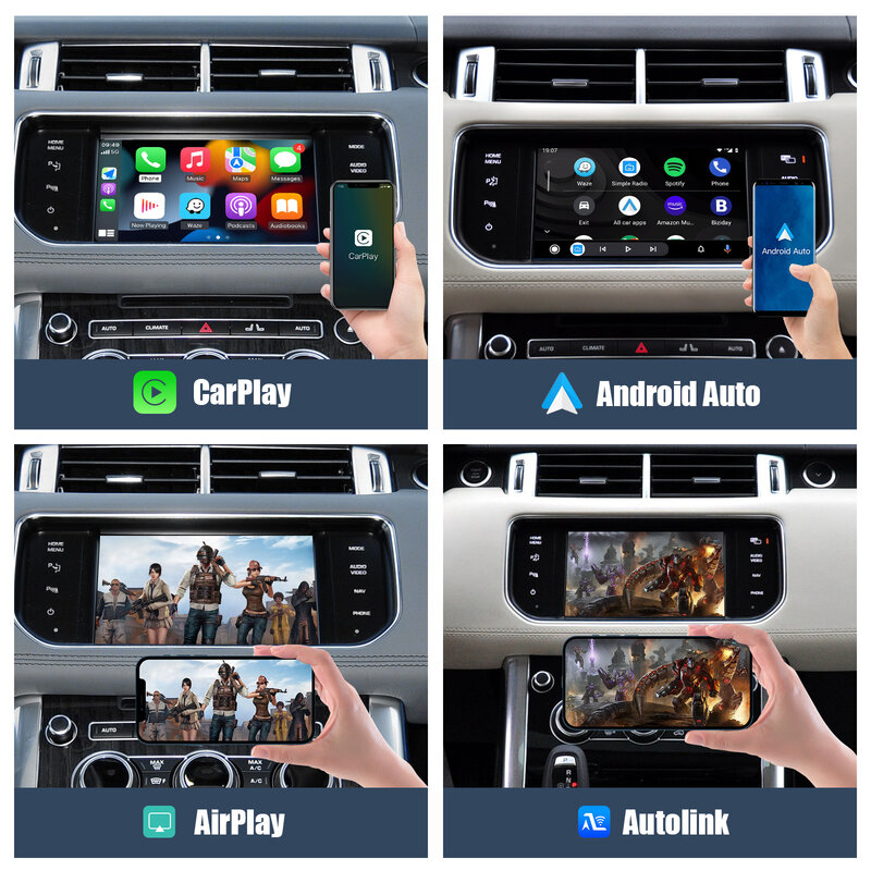Bezprzewodowy Carplay Android Auto pasuje do Land Rover Jaguar Bosch Discovery4 Evoque Freelander2 XE XF XJL Mirroring Decorde