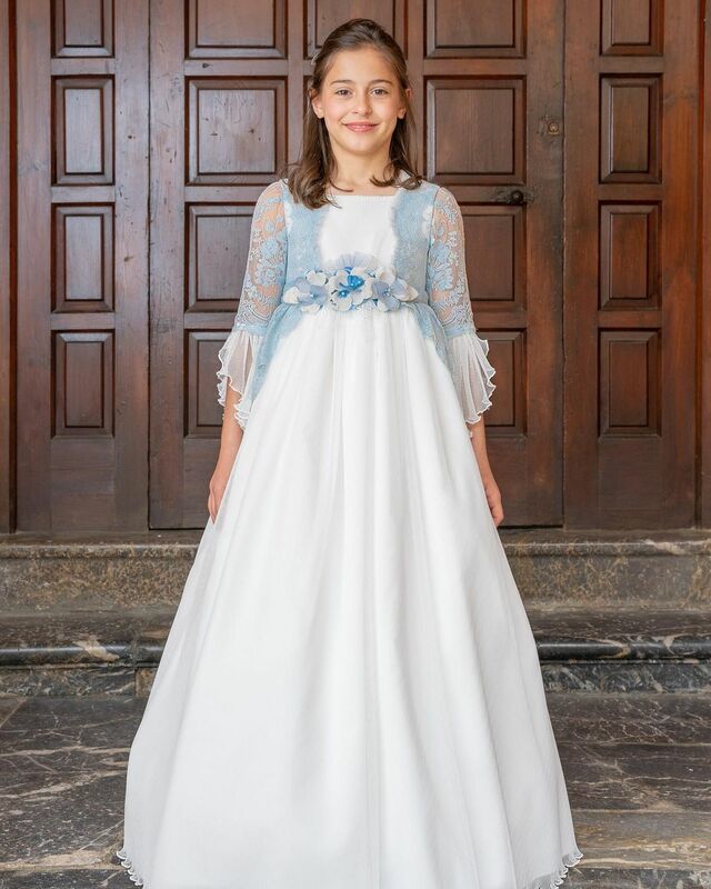 FATAPAESE Flower Girl Dress for Kid Birthday Princess Lace Floral Ribbon Belt Bridemini Ruffle Edge Folds Cotton Wedding Gown