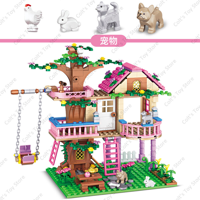 Friendship Tree House Building Blocks para meninas, Villa, Castelo, Figuras modelo, Brinquedos para crianças, Amigos clássicos, presente de aniversário, 2024
