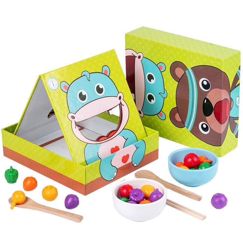 Giocattolo in legno gioco di alimentazione simulato casa da gioco educativo precoce per bambini gioco di allenamento per la percezione del bambino