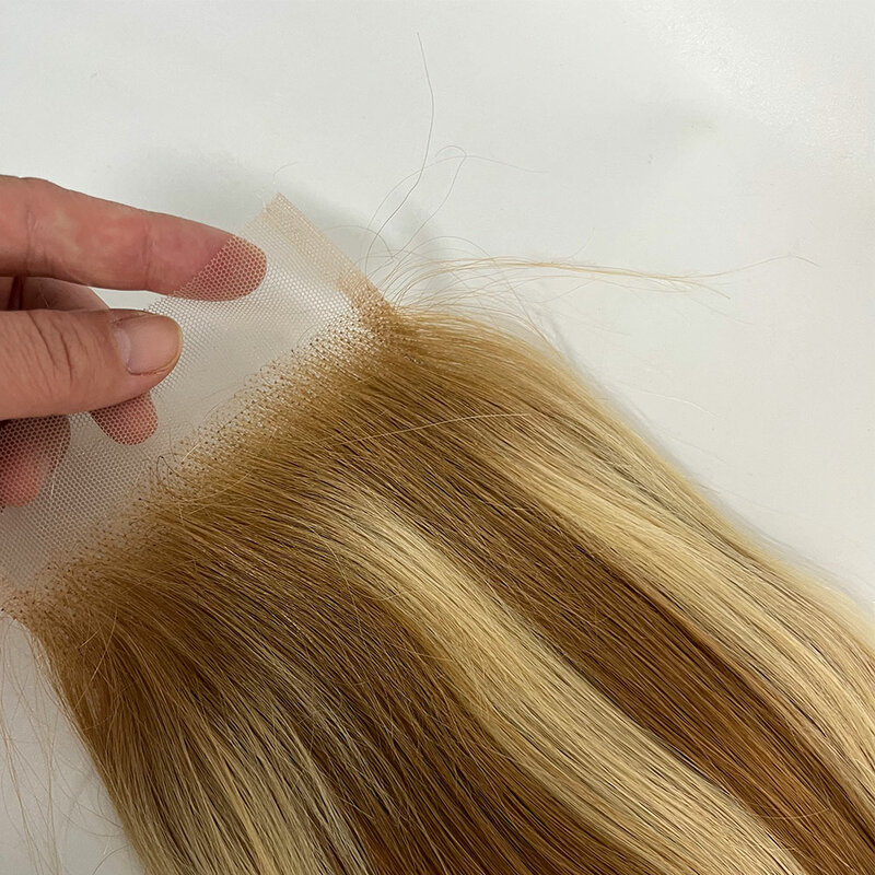Llinhua-Closure de cheveux humains Body Wave, Highlight P27, Water Wave, Transparent Lace Closure, 4x4, Straight Human Hair, Honey Blonde document, 613
