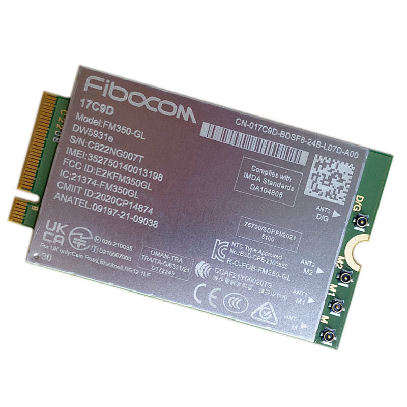 Fibocom FM350-GL DW5931e DW5931e-eSIM 5G modul M.2 UNTUK Dell Latitude 5531 9330 3571 Laptop 4x4 MIMO GNSS Modem
