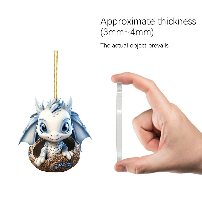 Cute Blue And White Porcelain Dragon Egg Ornament Christmas Dolls Car Interior Hanging Decoration Dragon Christmas Tree Toy Gift