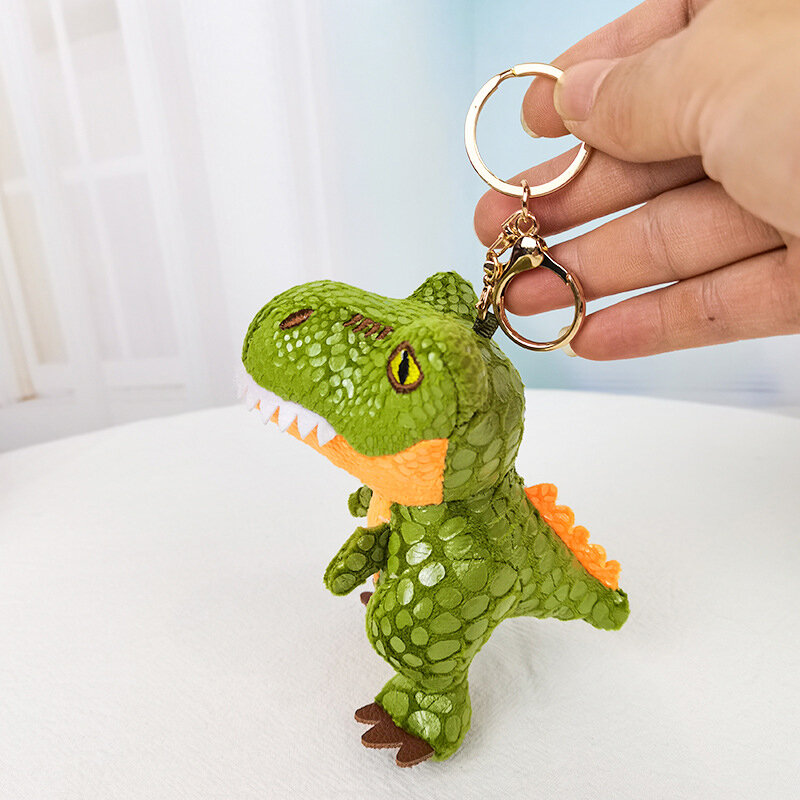 12CM Cute Cartoon Dinosaur Plush Keychain Soft Stuffed Animal Doll Keyring Bag Pendant Backpack Decoration Girls Gifts