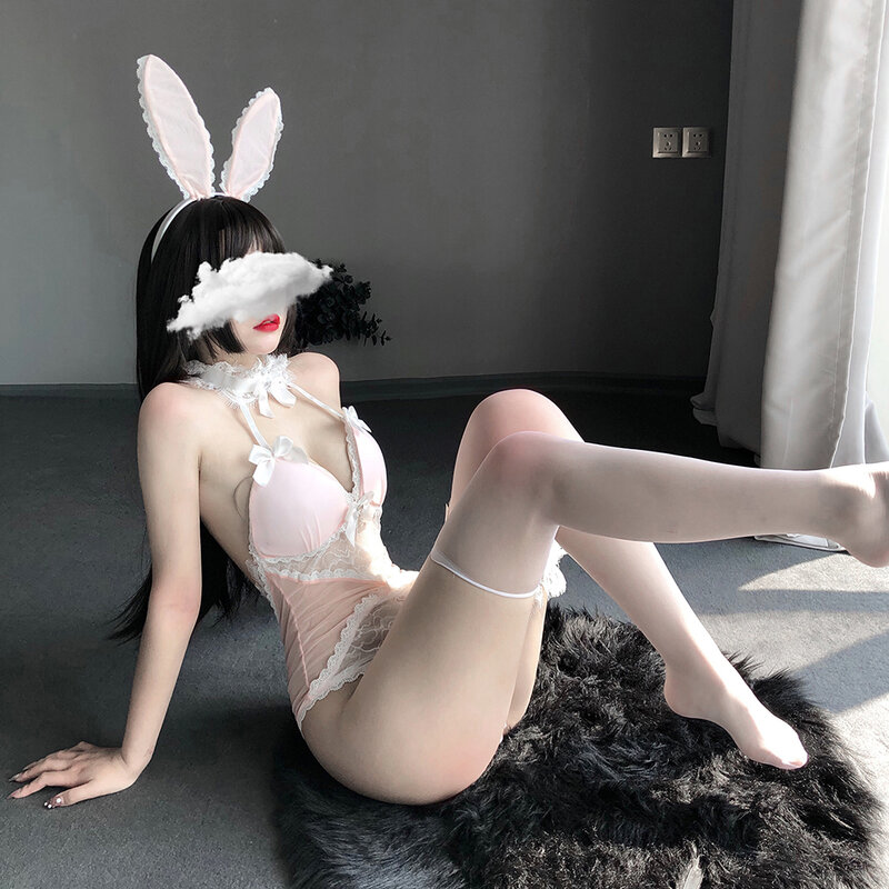 Seksowny śliczny kostium króliczka królik kobieta komplet bielizny body erotyczny strój owinięty klatką piersiową słodki Kawaii przebranie na karnawał mundur