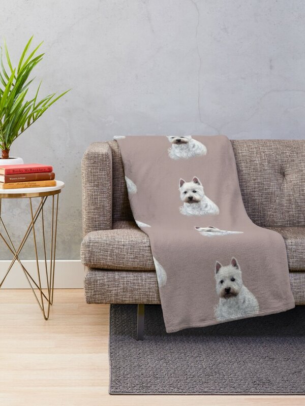 West Highland White Terrier Art Throw Blanket Quilt Custom funny gift warm winter Sleeping Bag Blankets