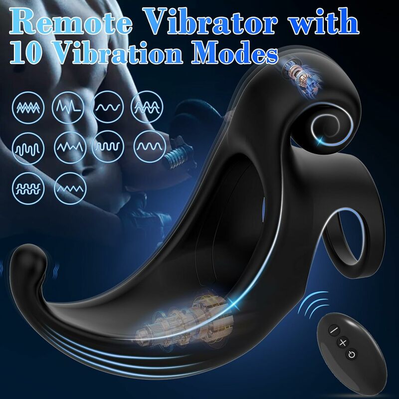 Anillo vibrador de silicona con control remoto para hombre, estimulador de clítoris, testículos, retraso de la eyaculación, Juguetes sexuales para parejas