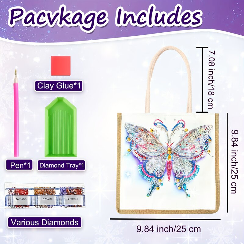 1 DIY Diamond Gemstone Cotton Canvas with Diamond, Durable Fashion Shopping Bag with Diamond Painting Reusable WOMEN'S Canvas BA