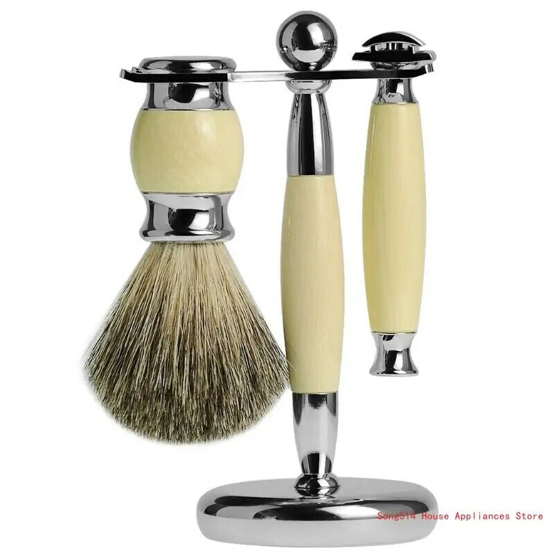 Men Manual Shaving Beard Cleaning Brush Shaver for Razor Stand Grooming Tool 95AC