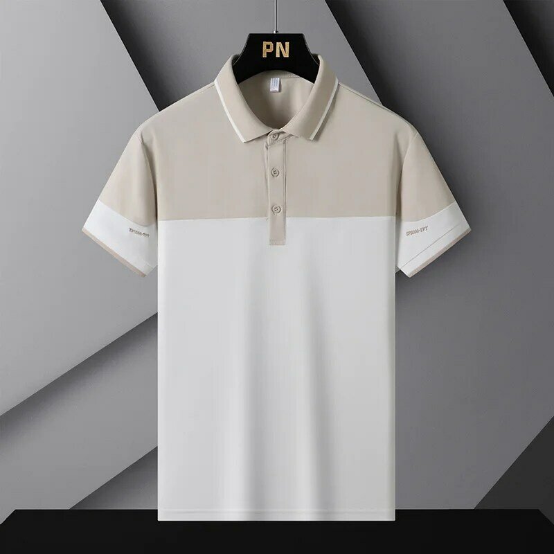 2024 Nieuwe Zomer Patchwork Poloshirt Voor Heren Merk Kwaliteit Korte Mouwen Honkbal Heren Polo 'S Snel Droog Ademend Afslanken Polo