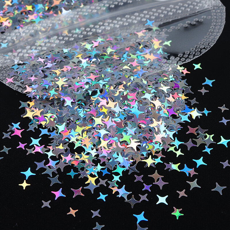Lantejoulas de resina estrelada brilhante estrela de quatro pontas glitter para preenchimento de resina epóxi preenchimento de molde de silicone uv diy artesanato de cristal feito à mão