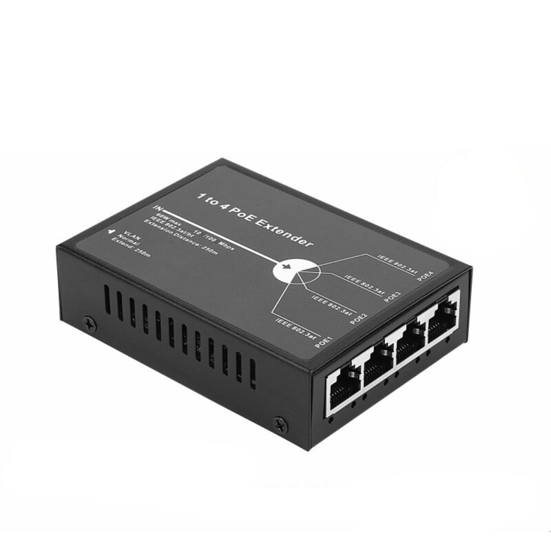 Extensor POE de 2 puertos, 100Mbps, estándar IEEE 802.3af, para cámara IP NVR, AP, IP VOICE, 100 metros de alcance