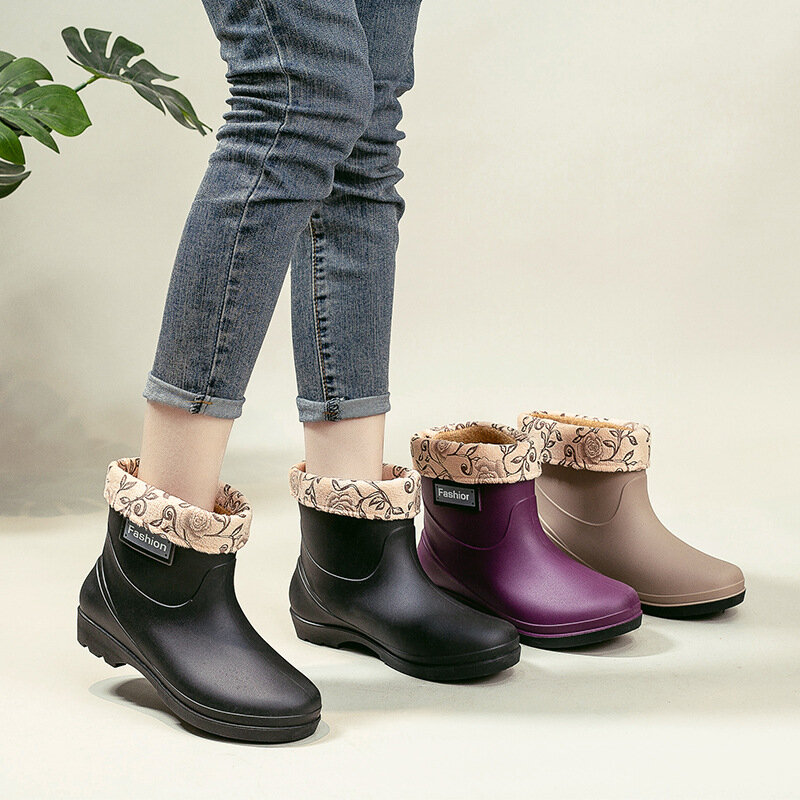 Botas de tornozelo feminino, tubo curto, antiderrapante, espessado, impermeável, confortável, resistente ao desgaste, botas de chuva, verão, primavera, 2022