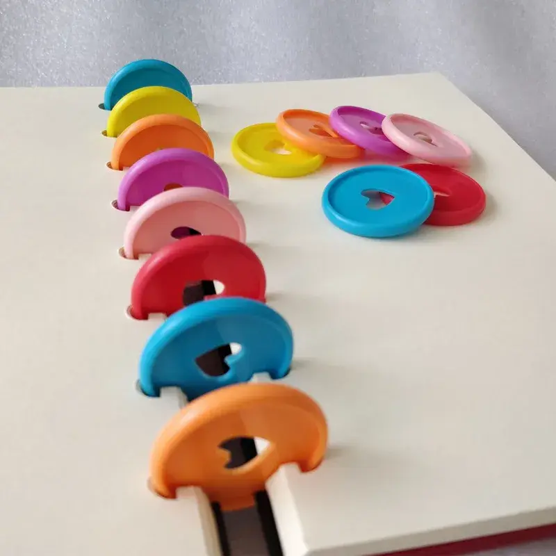Anel de ligação de plástico, 100 peças, botão de ligação de livro, buraco de cogumelo, clipe, anel, bloco de notas, folhas soltas, fivela de disco