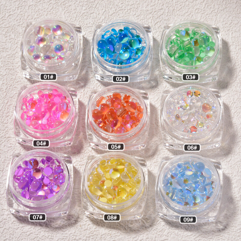 Symphony Aurora decoración de diamantes de imitación, cuentas redondas de Color caramelo, surtido adecuado para uñas y maquillaje DIY