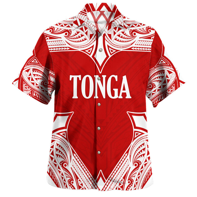 เสื้อพิมพ์ลายธงชาติ Kingdom of tonga เสื้อแขนฮาราจูกุชาย kemeja pendek กราฟิก3D