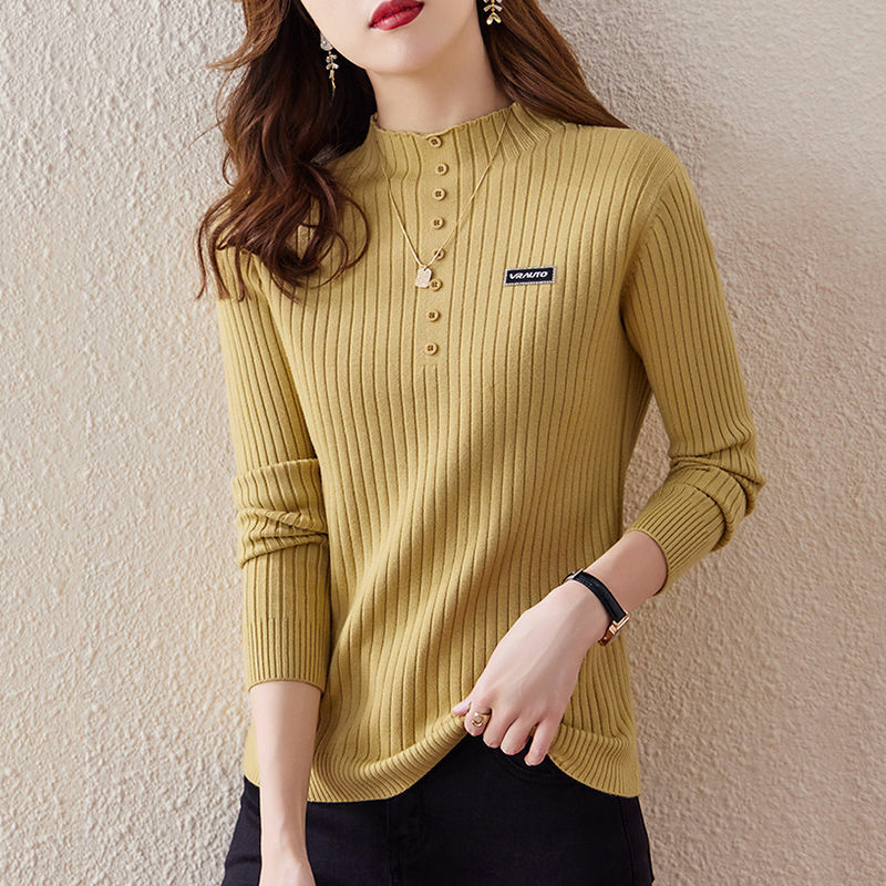 Autumn Winter Oversized Women's Elegant Fashion Bottoming Sweater Female Solid Color All-match Casual Knitted Top Ladies Jumpers