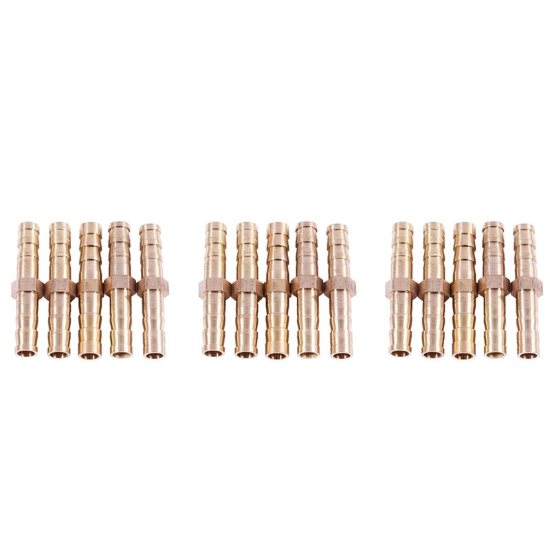 15 Pcs Gold Tone Brass Straight Hose Connector Joiner