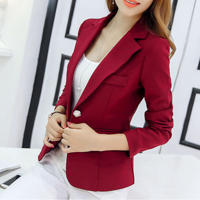Blazer wanita hitam 2023 Blazer Formal ramping wanita setelan kerja Kantor mantel jaket wanita Korea kasual Blazer pendek wanita