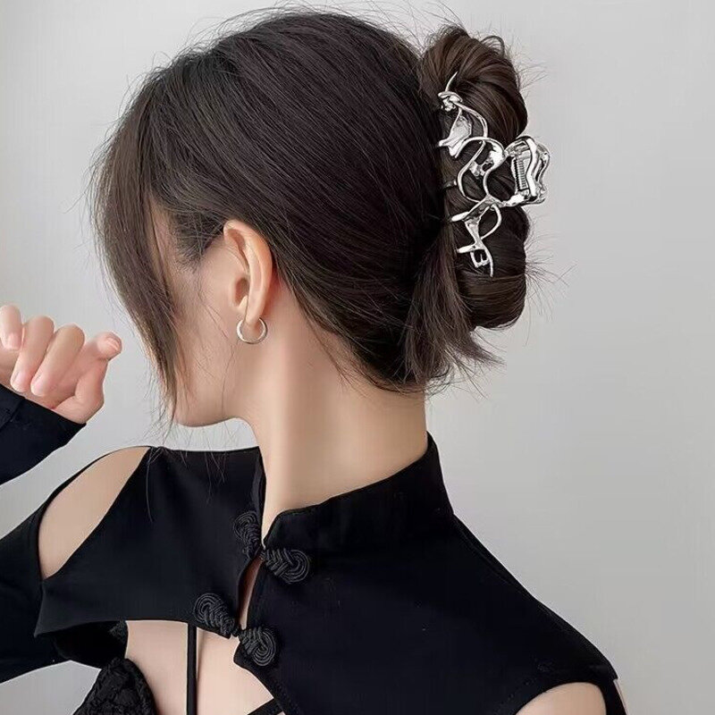 Nowy modny geometryczne spinki do włosów moda kolor srebrny duże spinki do włosów Barrettes Hairgrips akcesoria do włosów dla kobiet stroik