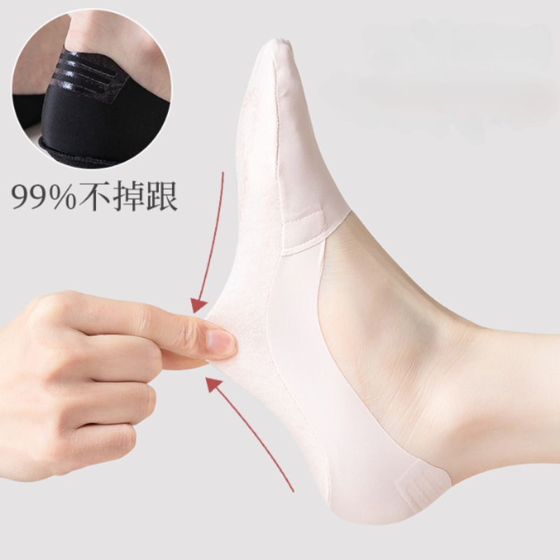 Summer Ice Silk Nylon Socks Low Cut Cotton No Show Women Breathable Ankle Silicone Non-slip Invisible Boat Sock Thin Casual