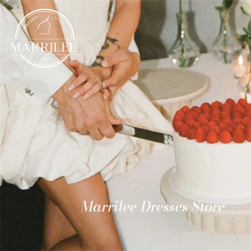 Marrilee มินิเดรสคล้องคอเซ็กซี่มินิเดรสสำหรับงานปาร์ตี้พรอมแขนกุดทรงเอแต่งระบาย Charming ปักเลื่อม2024