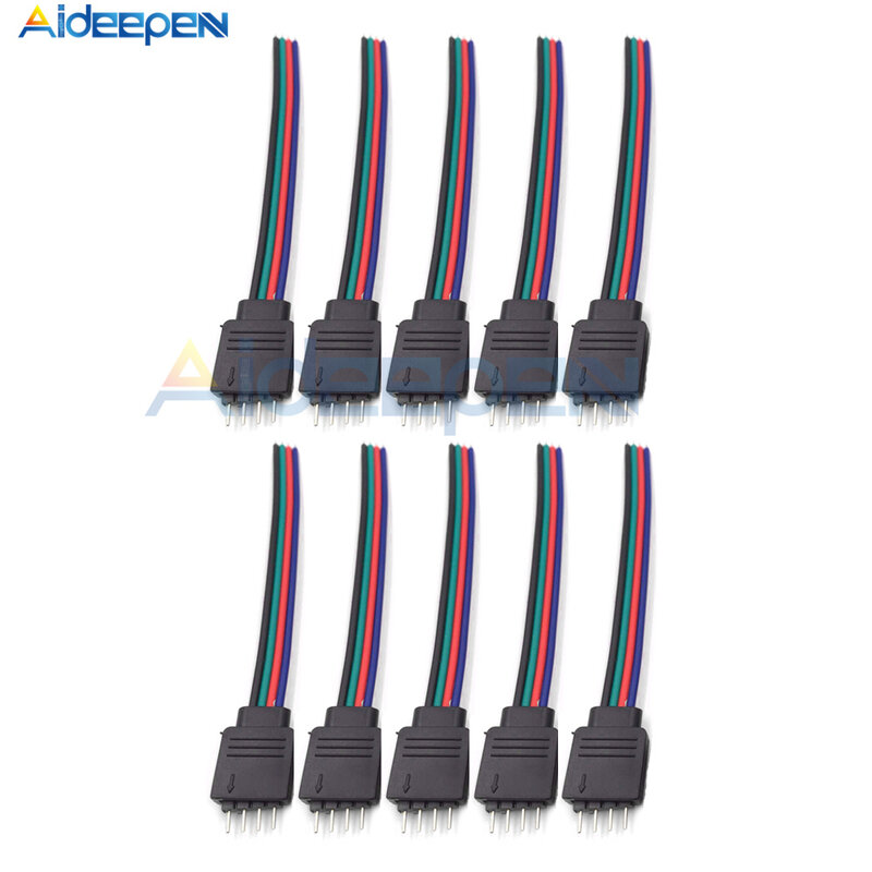4pin 10Cm LED RGB Garis Cahaya Konektor Laki-laki Perempuan Steker Soket Menghubungkan Kabel Kawat untuk 5050 RGB RGBW Led Strip Cahaya