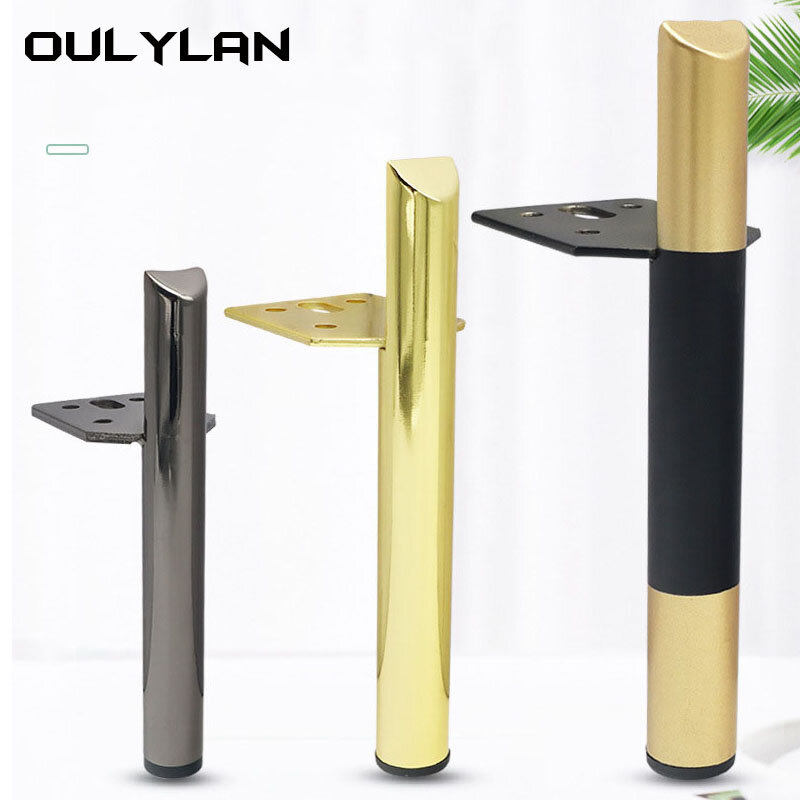 Oulylan 4pcs Furniture Legs Metal Sofa Feet Black Gold Silver Home Bed Tv Cabinet Coffee Table Legs Hardware Replacement Legs