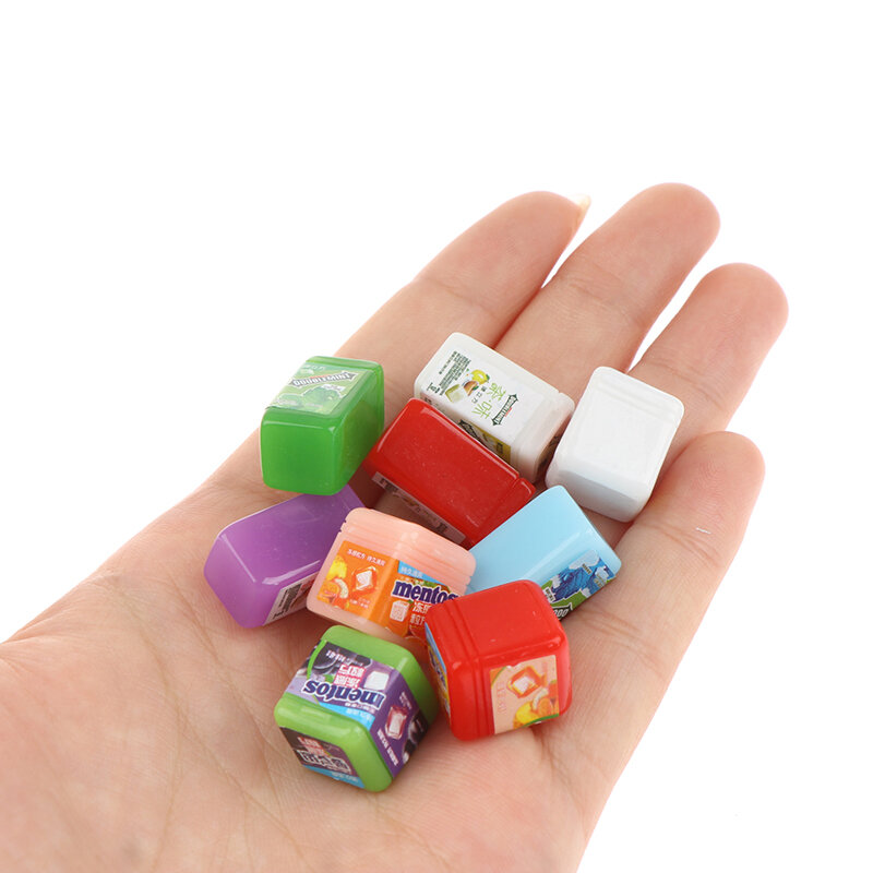Mini bouteilles de Chewing-Gum à mâcher 1:12 pour maison de poupée, 10 pièces, nourriture Miniature, mignon, modèle de jeu de Chewing-Gum, pour décoration de cuisine