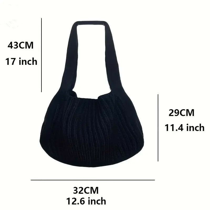 Solid Color Knitted Bag Fashion Versatile Underarm Shoulder Bag  For Women ,White-Collar, Work,Business,Outdoors, Tr