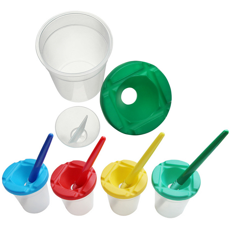 5 Pcs Washing Pen Cups Drawing Paint with Lid Accessories Anti-spill Painting Child