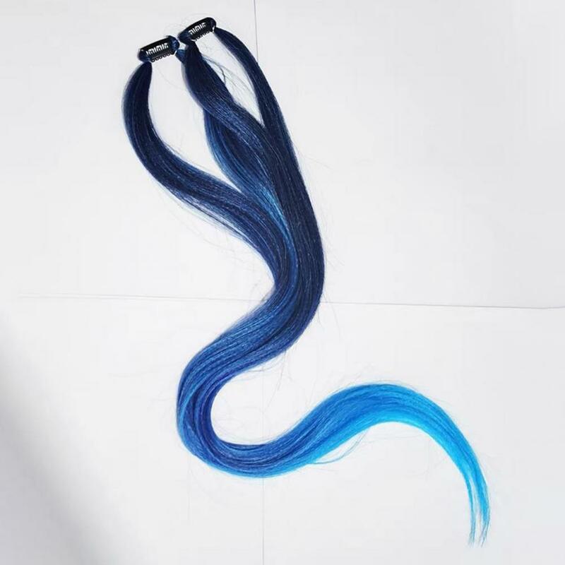 60cm Gradient Color Wig Piece Colored Hair Piece Traceless Adjustable Braiding Hair Women Two Strands Hanging Ear Wig Braids