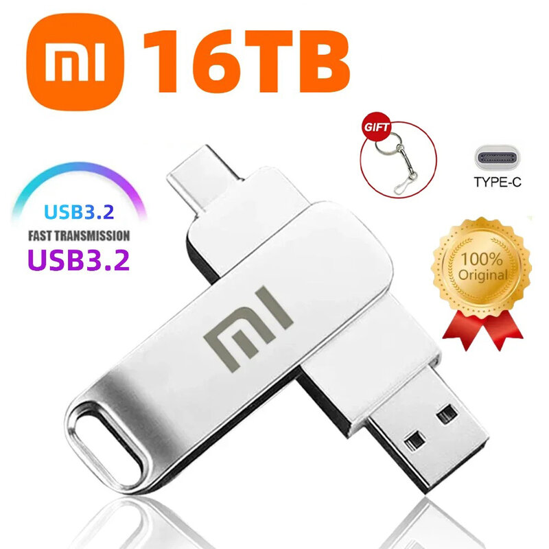 Xiaomi-Clé USB en métal étanche, transfert à grande vitesse, clé USB, carte mémoire, clé USB, 16 To, nouveau, 2024