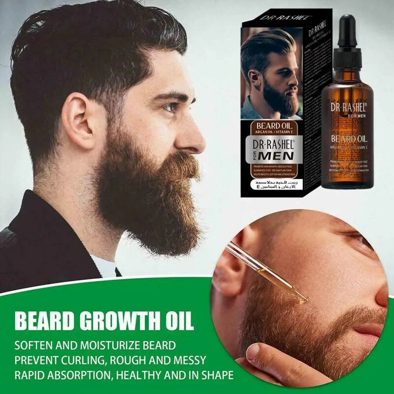 Aceite de barba para hombres, esencia potenciadora de crecimiento de barba, acondicionador sin aclarado, restaura la humedad Natural, productos de belleza