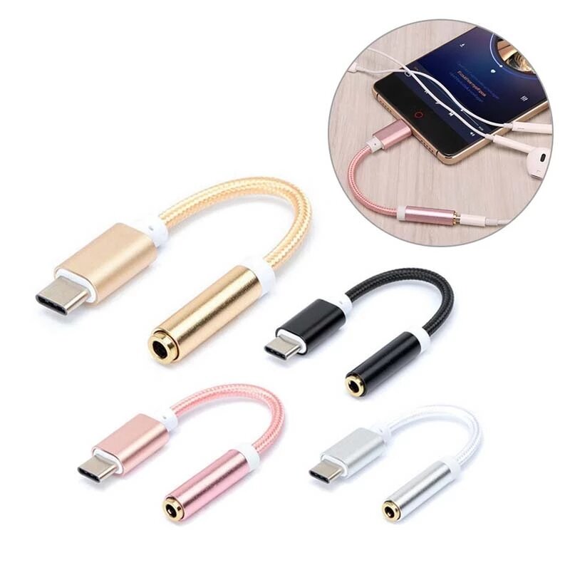 10-100pcs Type-c To 3.5mm Adapter Max2 Headphone Jack AUX Audio Cable AdapterFor Xiaomi Type C Smart Phone