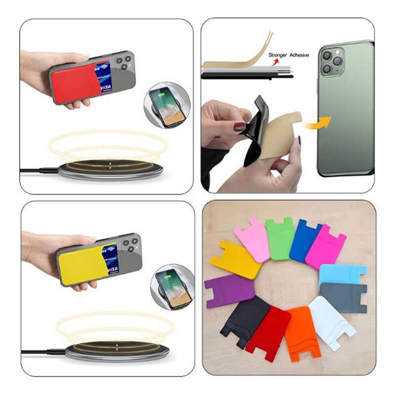 Silicone Wallet Case Adhesive Pocket Sticker Universal Credit ID Card Holder New Fashion Cellphone Accessory Mobile Phone Wallet