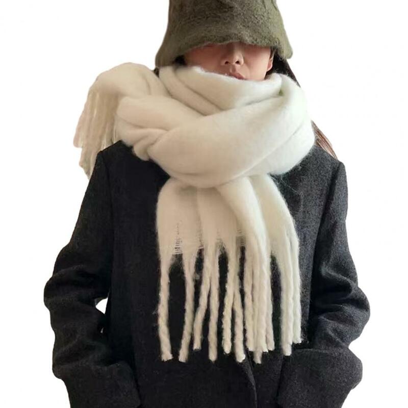 여성용 두꺼운 방풍 열 스카프, 세련된 목 랩, 아늑한 겨울 스카프, 넓은 스카프
