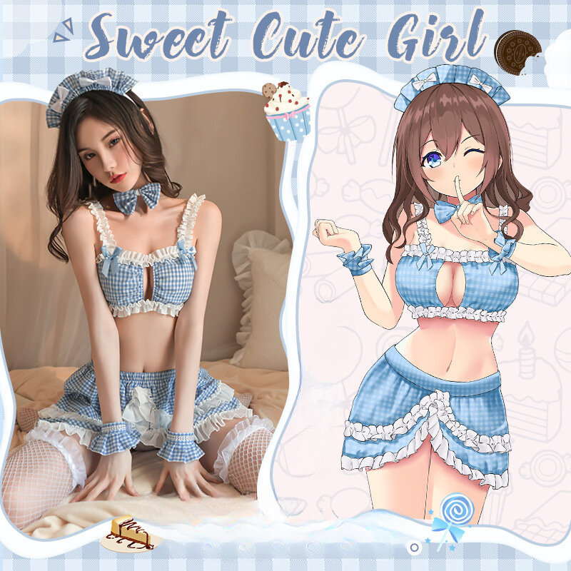 Sweet Maid Cosplay Costumes para Mulheres, Anime Japonês Pornô, Vestido de Boneca, Lingerie Sexy, Traje Adulto Sexo, Role Play